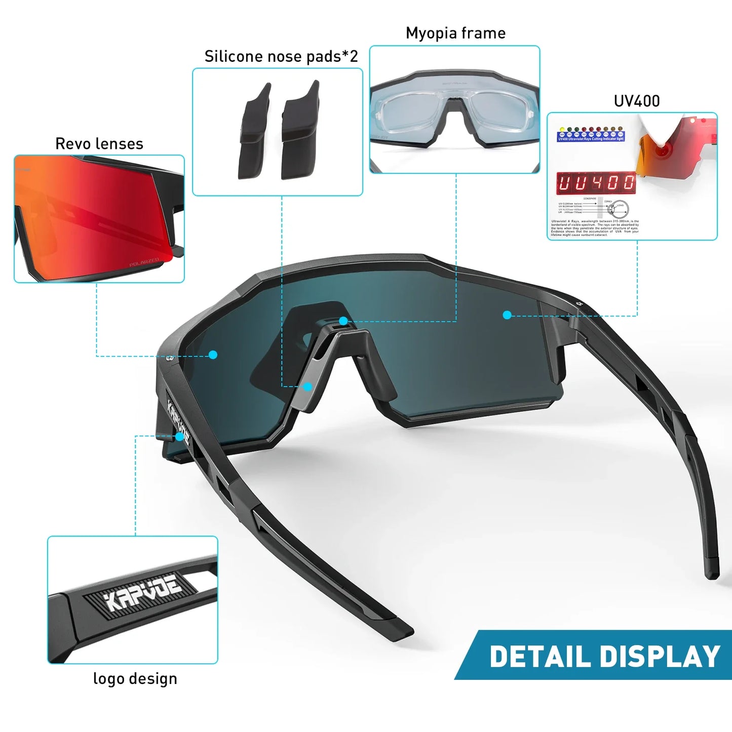 KAPVOE Polarized Cycling Glasses Tr90 Frame for Men Women Outdoor Sunglasses Bike UV400 Goggles Sports Baseball Softball Hiking
