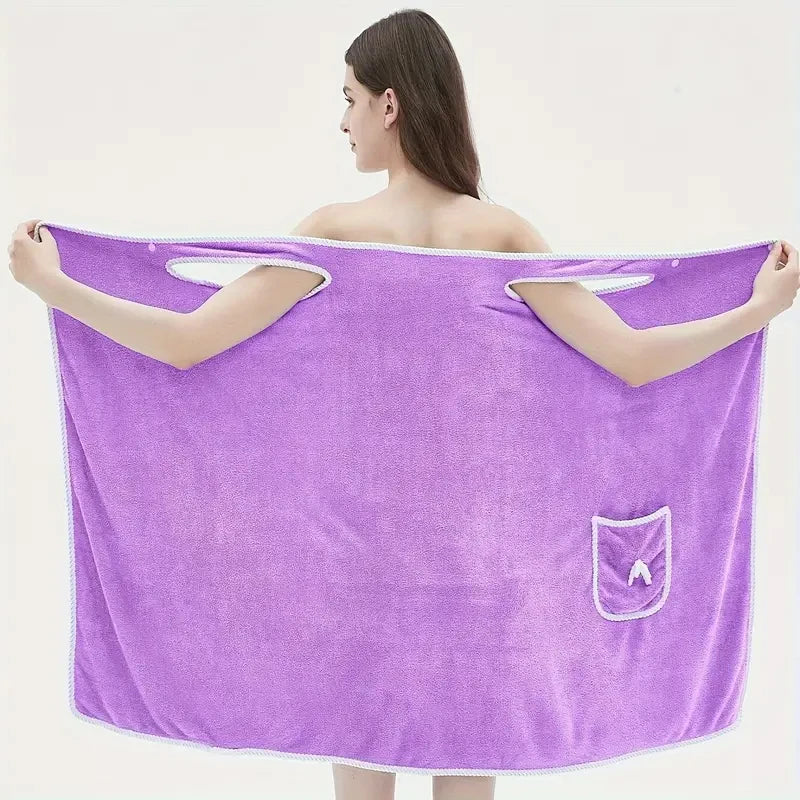 Wearable Velvet Bath Towel, Great Water Absorption.
