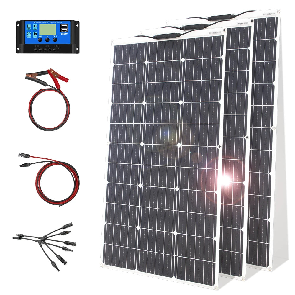 12V Flexible Monocrystalline Panel Kit 100W 200W with Controller