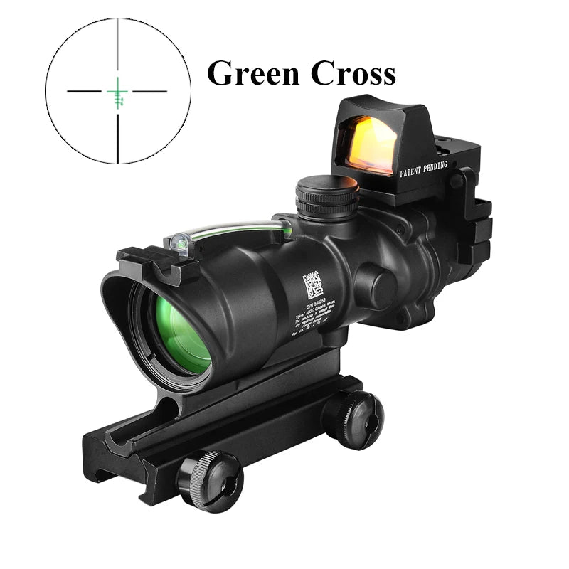 Fiber Optics Red Dot Illuminated Chevron, Glass Etched Reticle