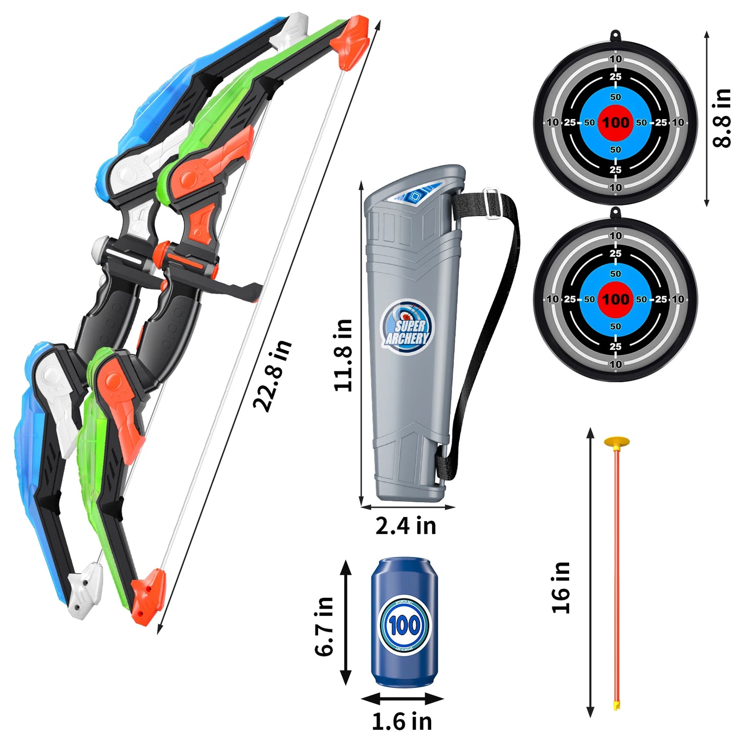 Bow and Arrow Toys with Light-up LED