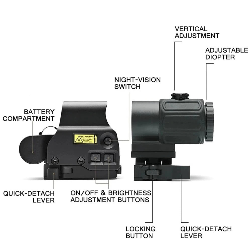 Red & Green Dot Holographic Reflex Sight Scope with Flip QD Mount