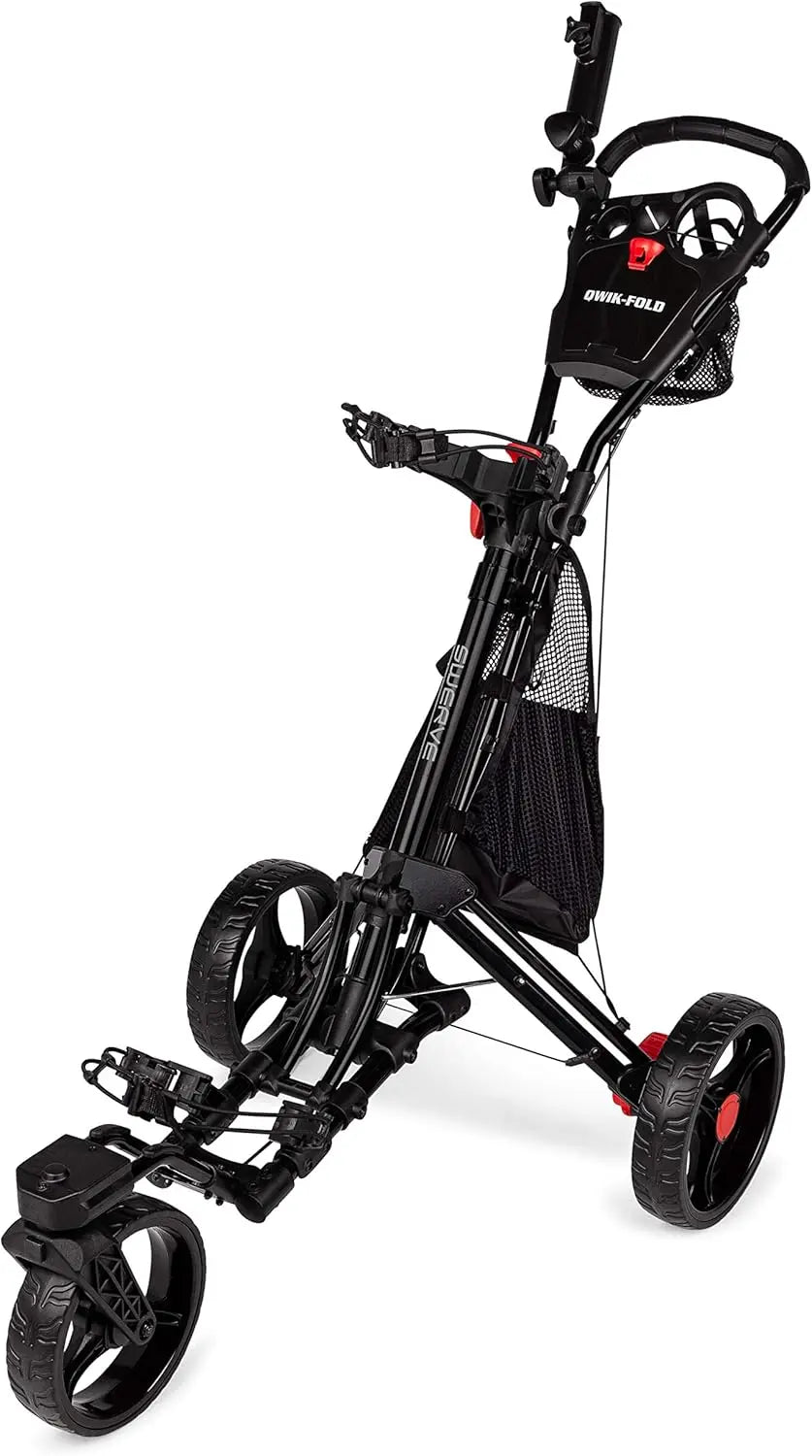 Swerve 3 Wheel Push Pull Golf Cart with Umbrella Holder and Storage Bag