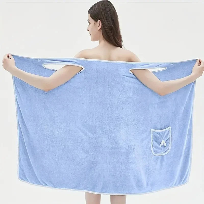 Wearable Velvet Bath Towel, Great Water Absorption.
