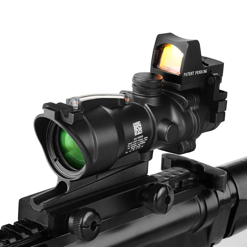 Fiber Optics Red Dot Illuminated Chevron, Glass Etched Reticle