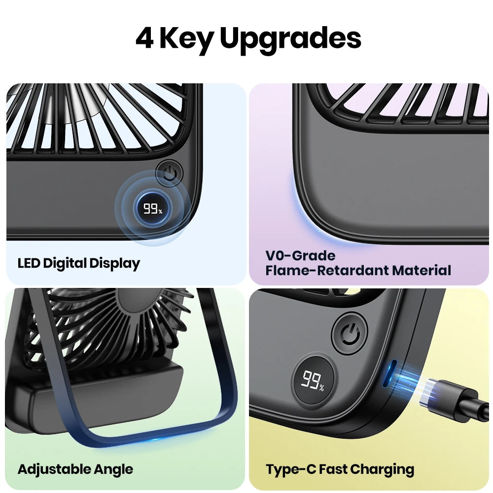 TOPK Rechargeable Mini Fan for Camping,with Battery