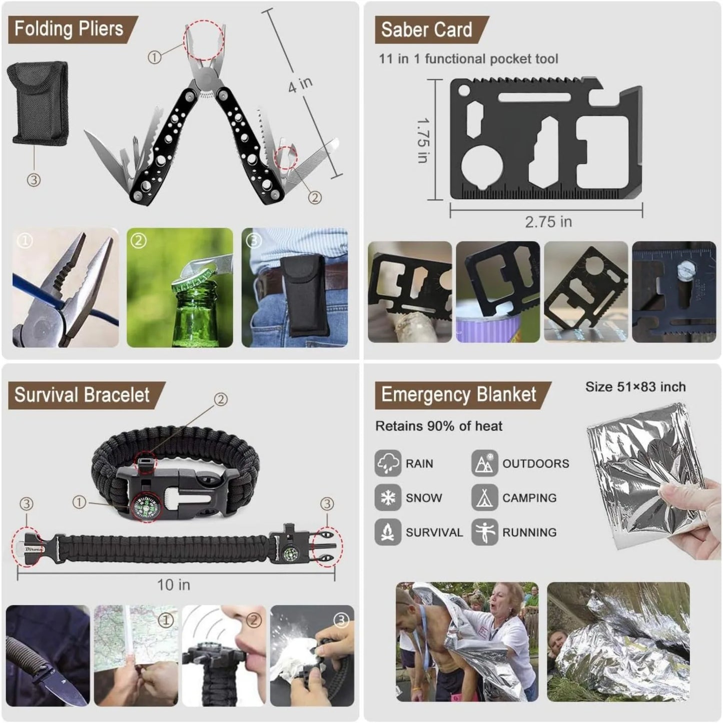 238Pcs Professional Emergency Survival Kit, with Emergency Tent for Earthquake