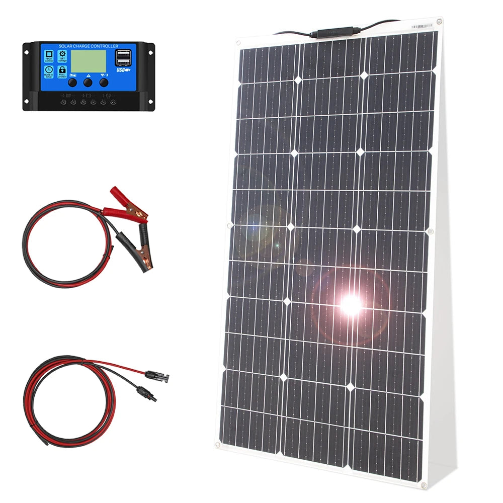 12V Flexible Monocrystalline Panel Kit 100W 200W with Controller