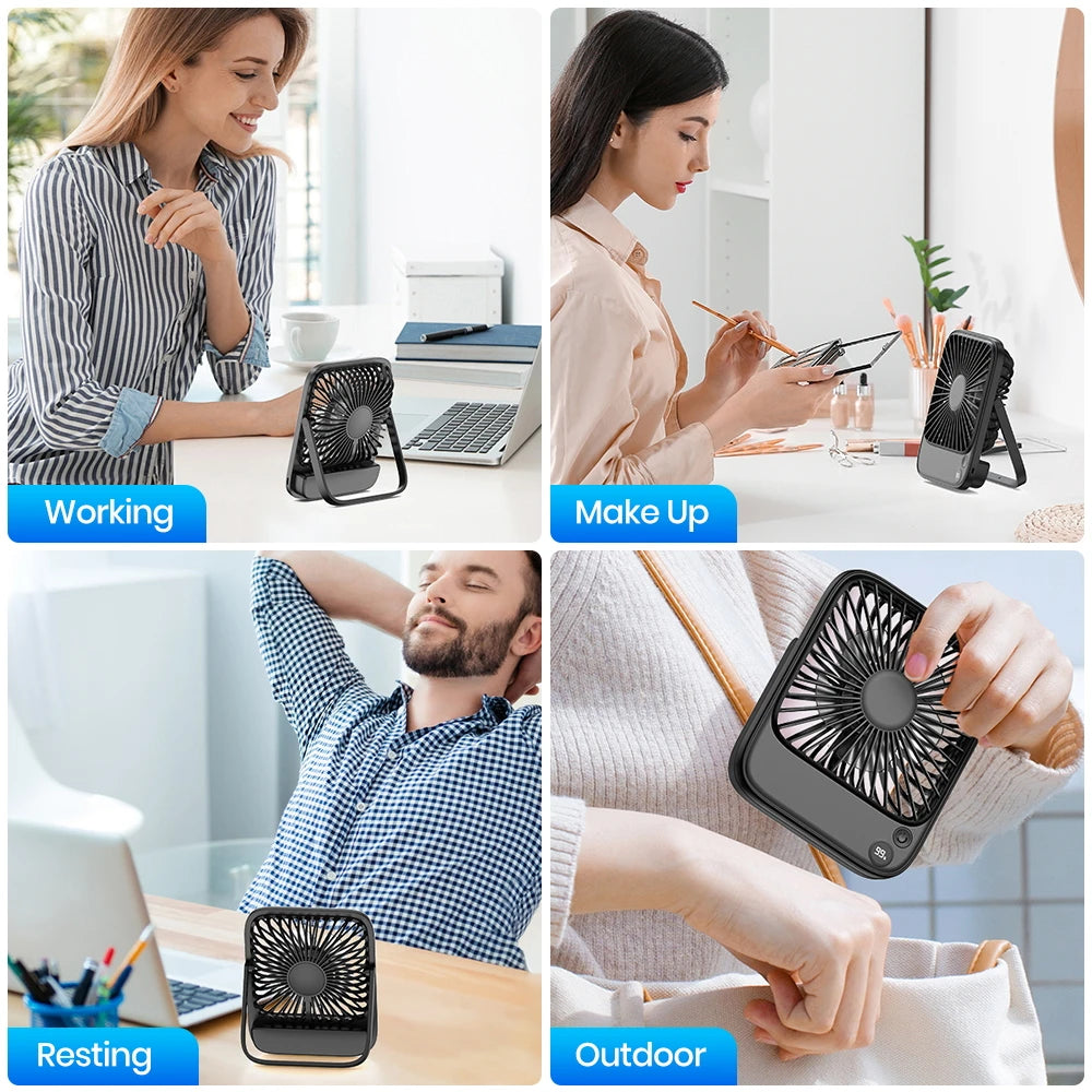 TOPK Rechargeable Mini Fan for Camping,with Battery