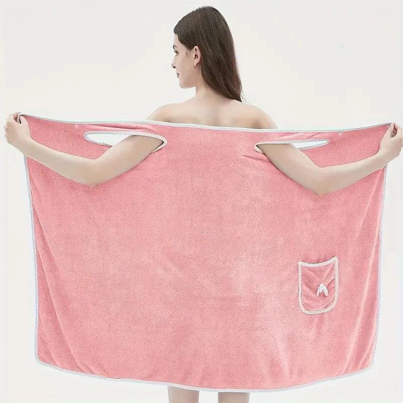 Wearable Velvet Bath Towel, Great Water Absorption.