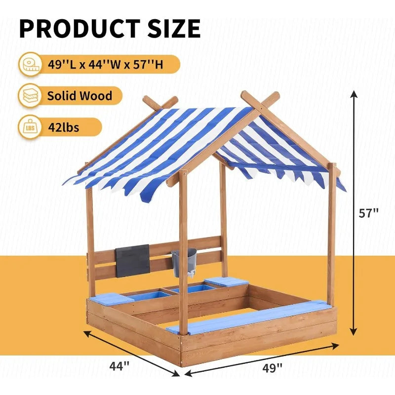 Wooden Sandbox with Roof