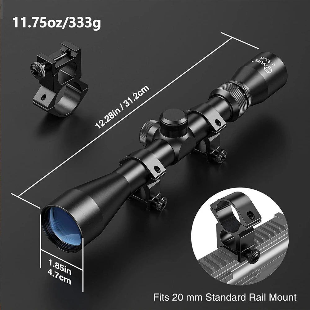 3-9X40 Hunting Deer Rifle Scope Mil Dot Reticle