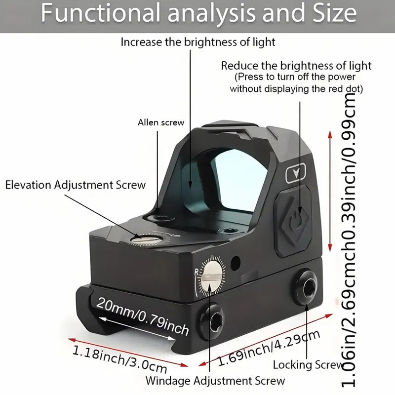 Mini Red Dot Shake Awake Optic Sight For Rifles, Pistols