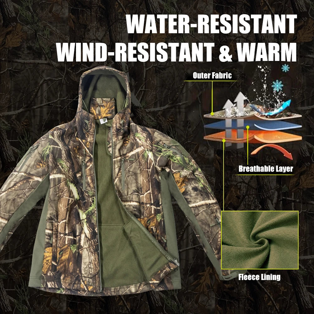 Hunting Jacket and pants with Fleece Lining and Safety Strap