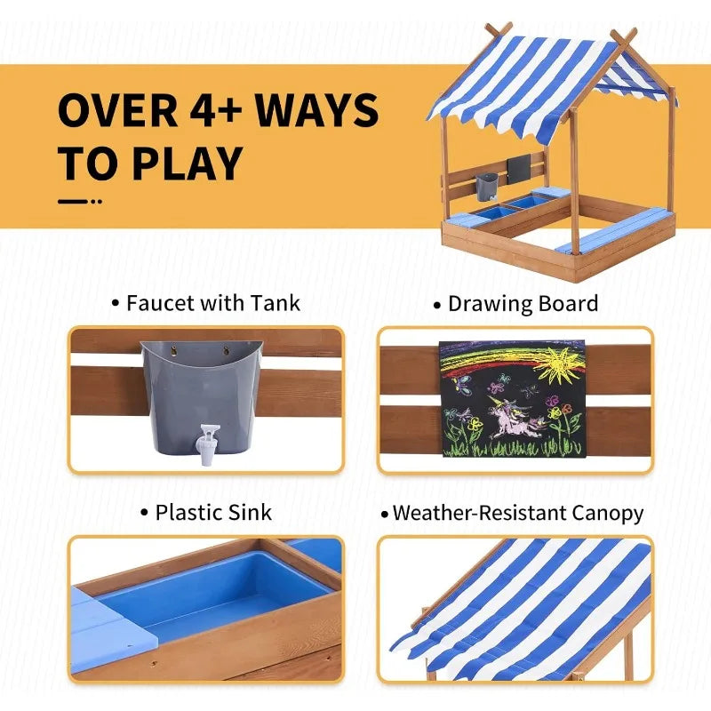 Wooden Sandbox with Roof