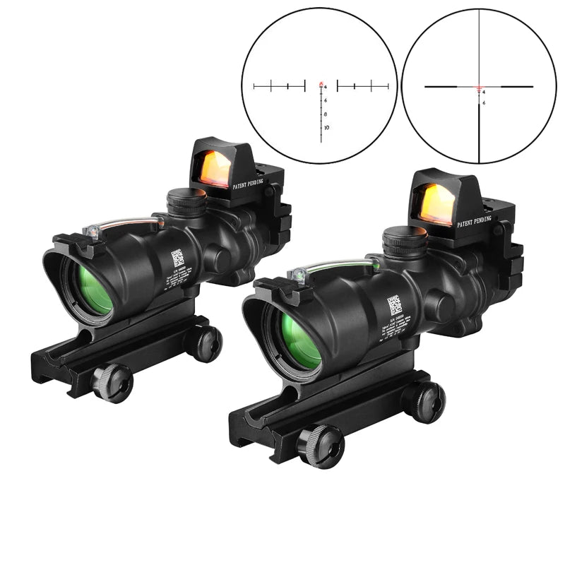 Fiber Optics Red Dot Illuminated Chevron, Glass Etched Reticle