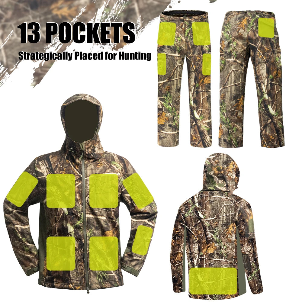 Hunting Jacket and pants with Fleece Lining and Safety Strap