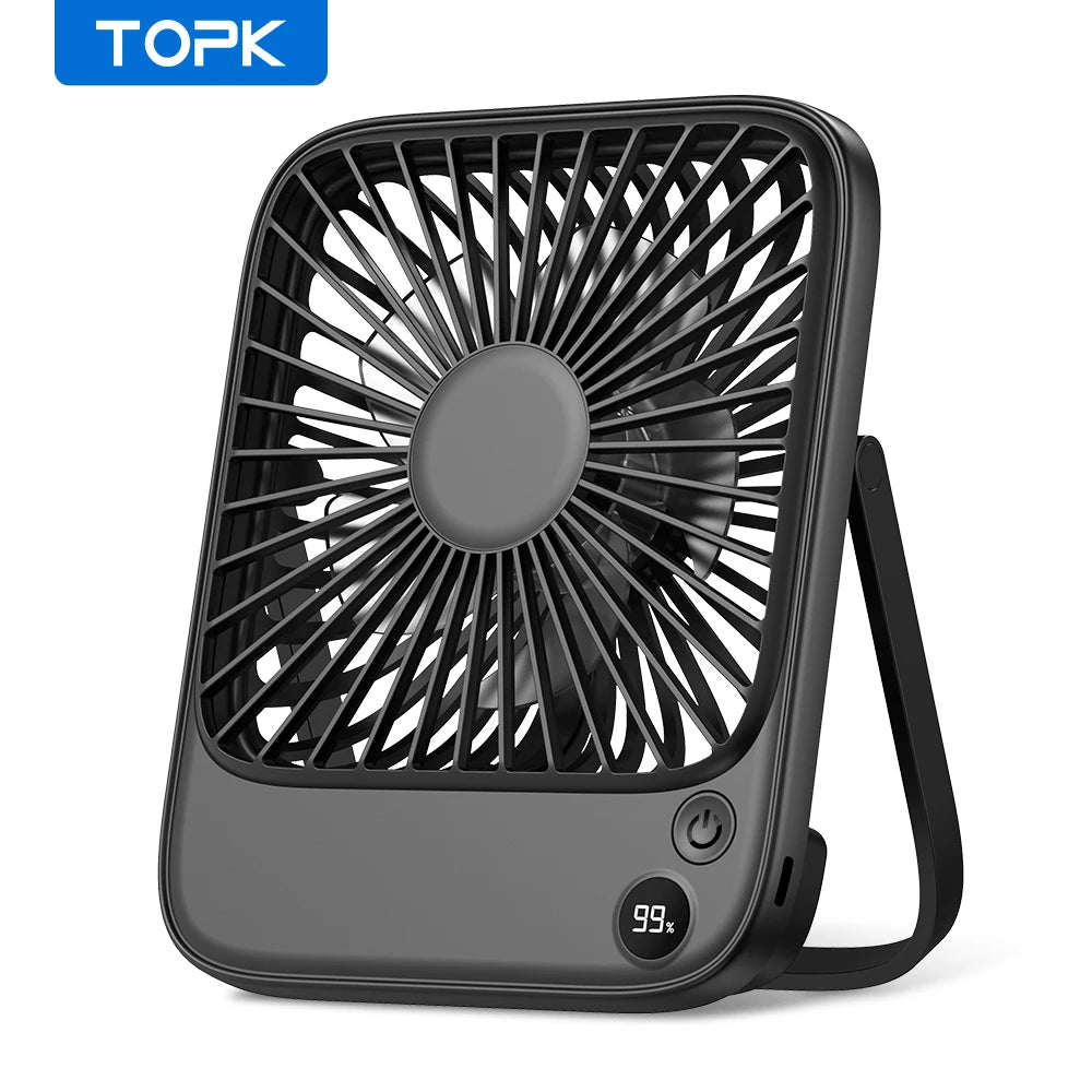 TOPK Rechargeable Mini Fan for Camping,with Battery