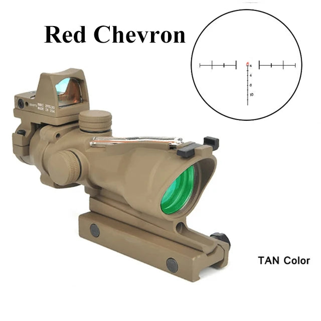 Fiber Optics Red Dot Illuminated Chevron, Glass Etched Reticle