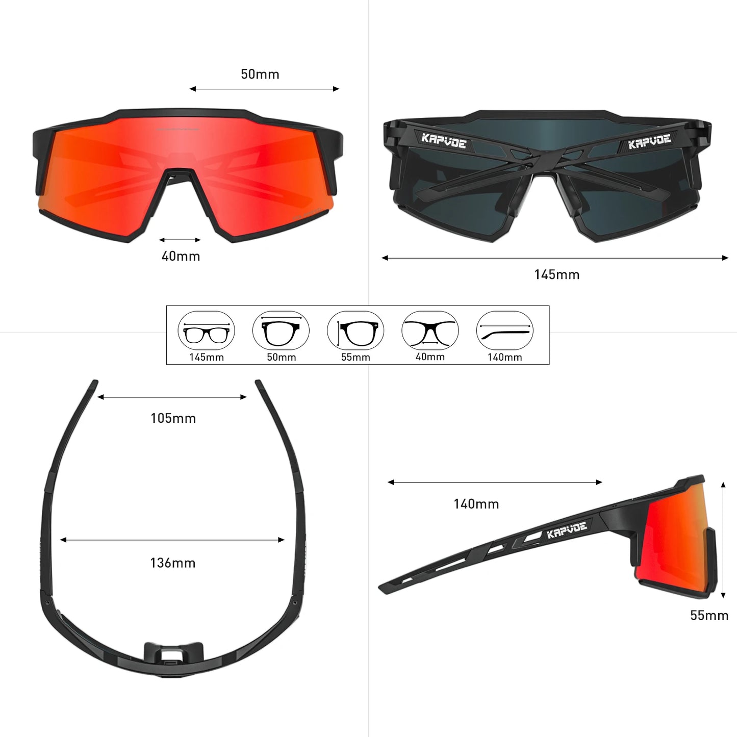 KAPVOE Polarized Cycling Glasses Tr90 Frame for Men Women Outdoor Sunglasses Bike UV400 Goggles Sports Baseball Softball Hiking