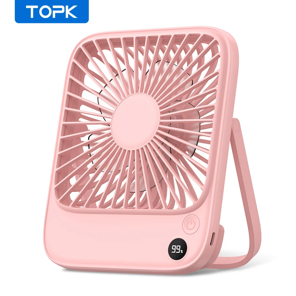 TOPK Rechargeable Mini Fan for Camping,with Battery