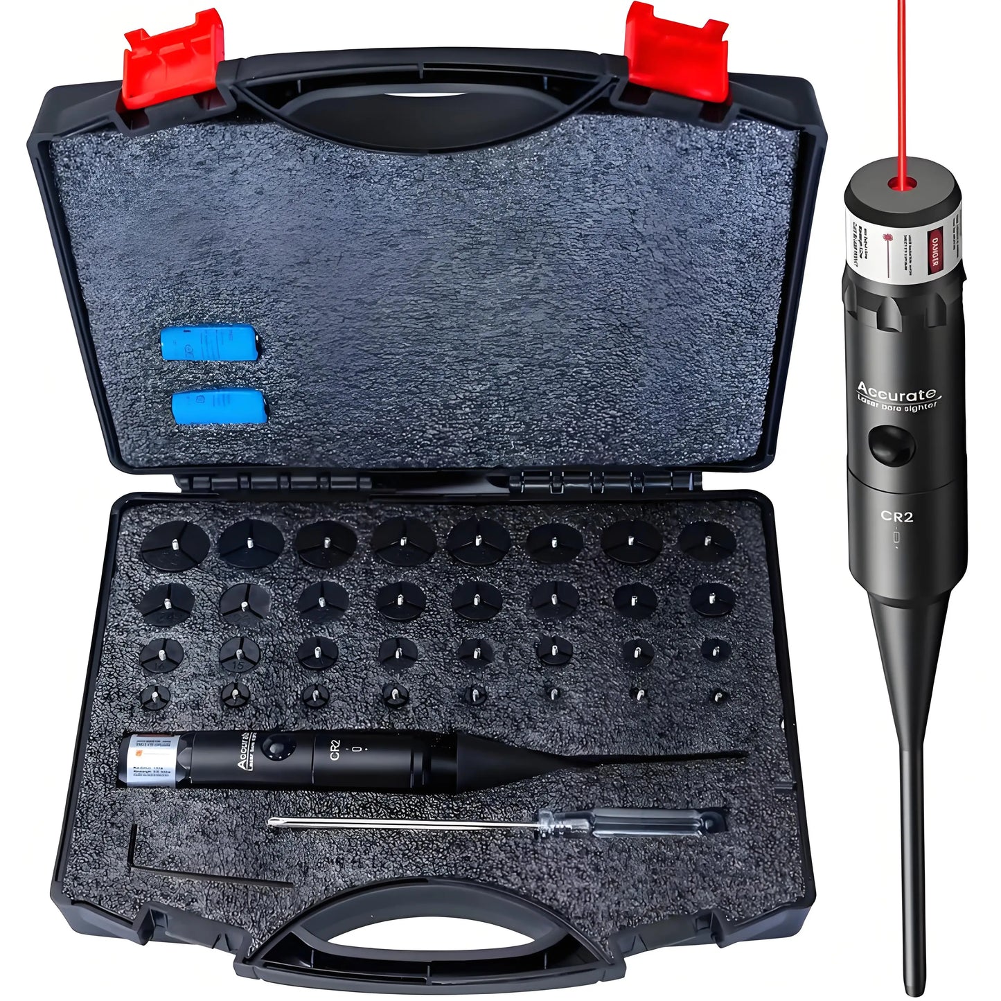 Red Boresighter Kit With 8/32 Adapters - Multiple Caliber