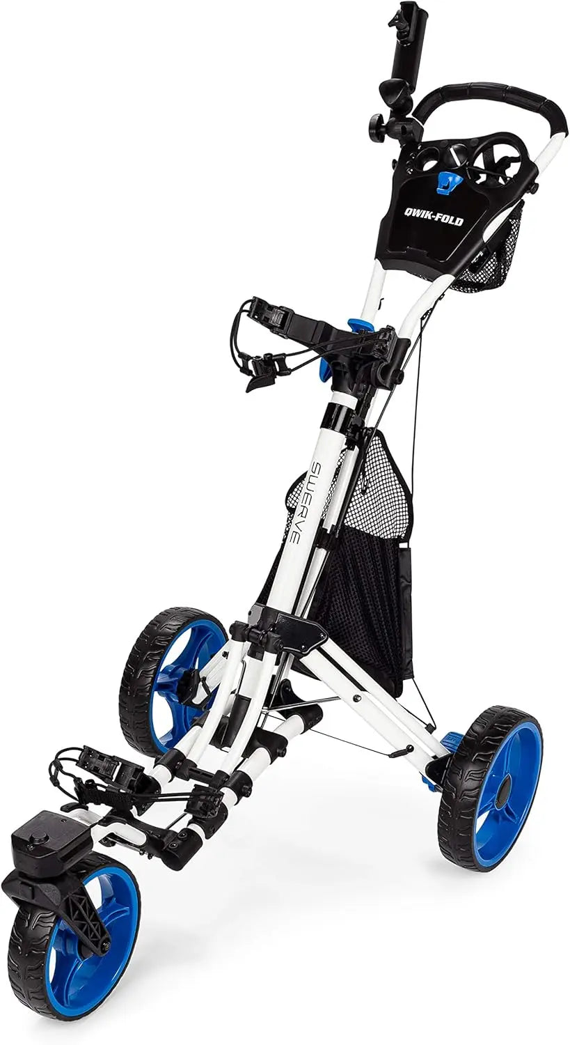 Swerve 3 Wheel Push Pull Golf Cart with Umbrella Holder and Storage Bag