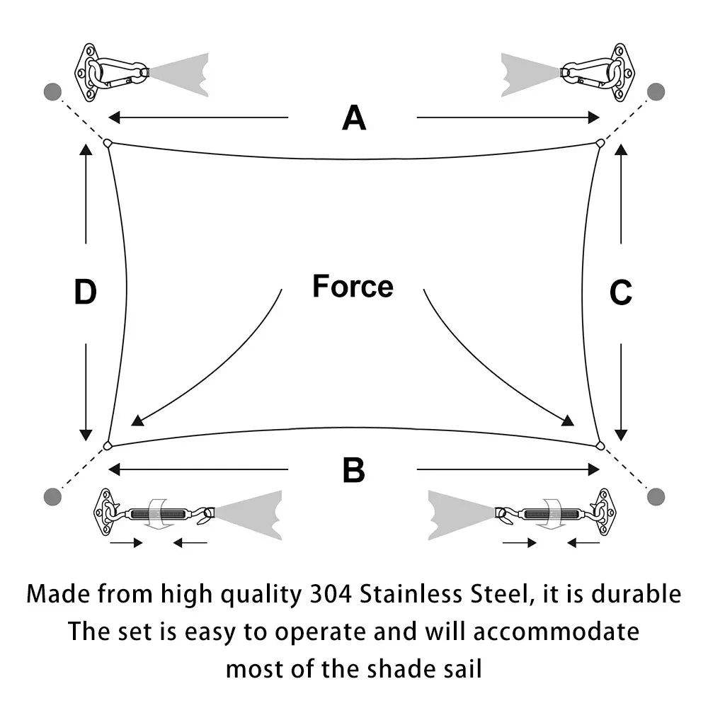Hardware Kit for Sun Shade Sail Installation