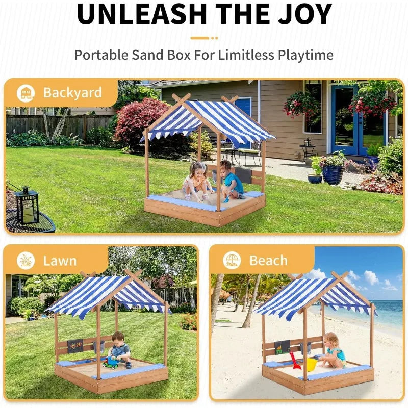Wooden Sandbox with Roof