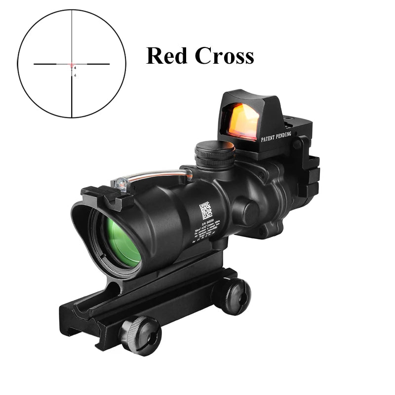 Fiber Optics Red Dot Illuminated Chevron, Glass Etched Reticle