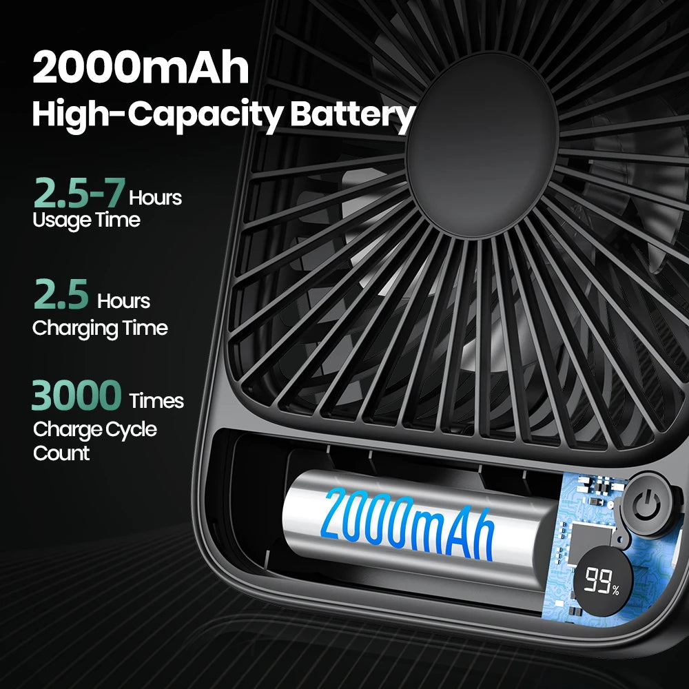 TOPK Rechargeable Mini Fan for Camping,with Battery
