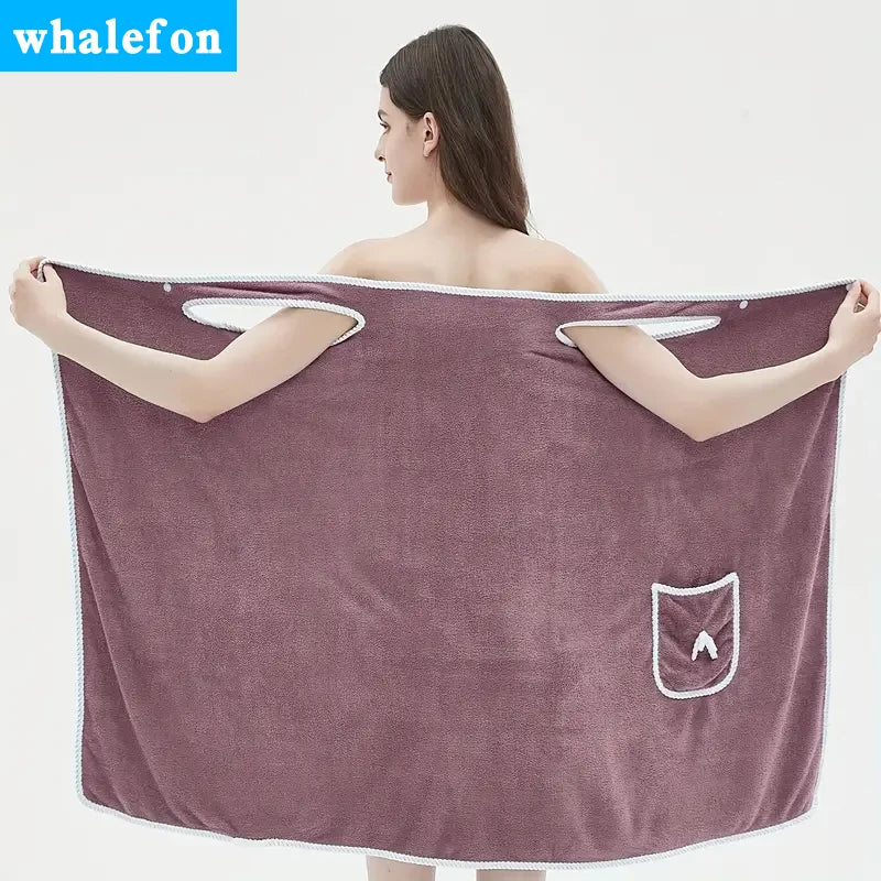 Wearable Velvet Bath Towel, Great Water Absorption.