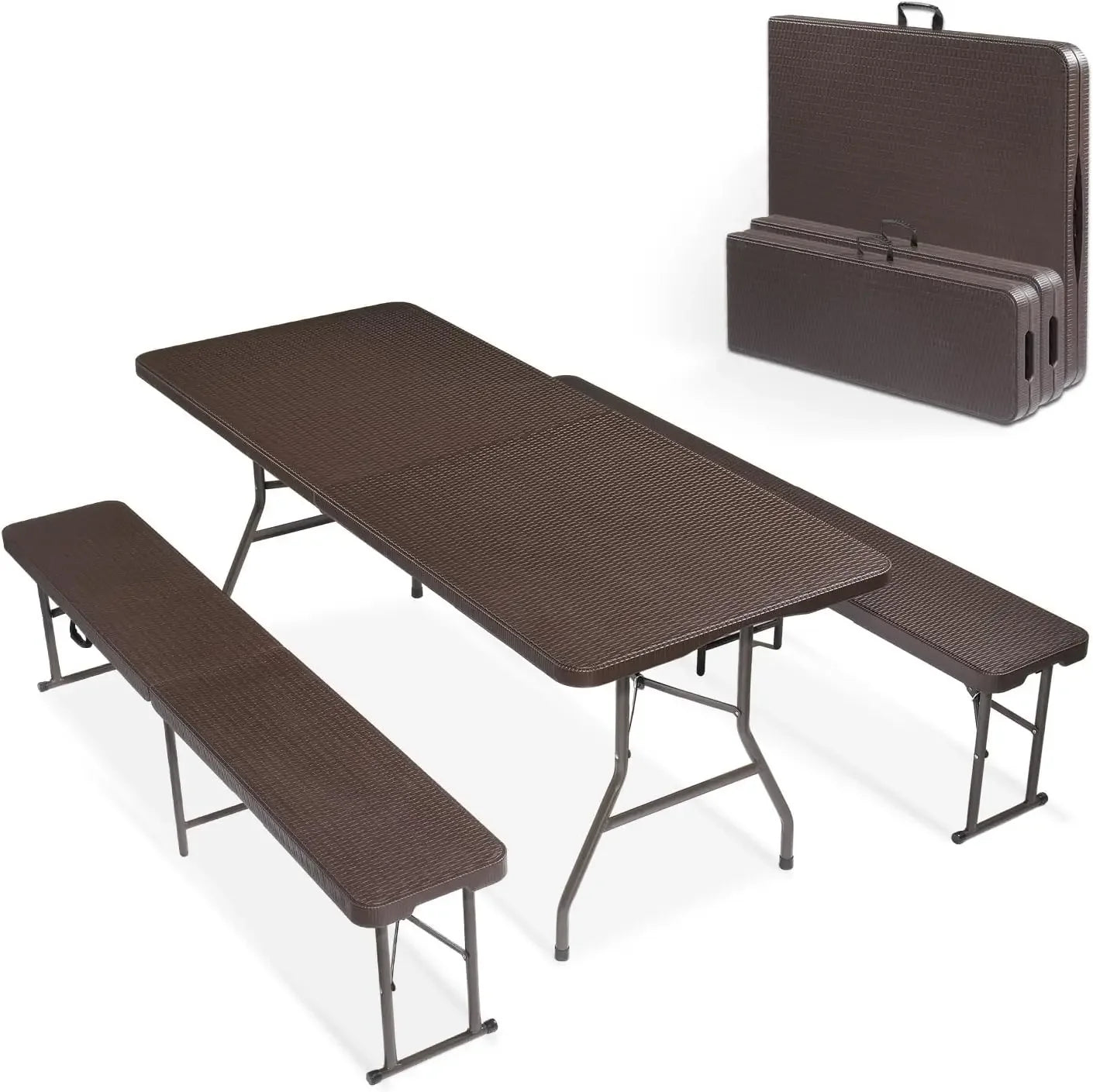 3-Piece Picnic Table Set with 2 Benches 6 Feet Folding Camping
