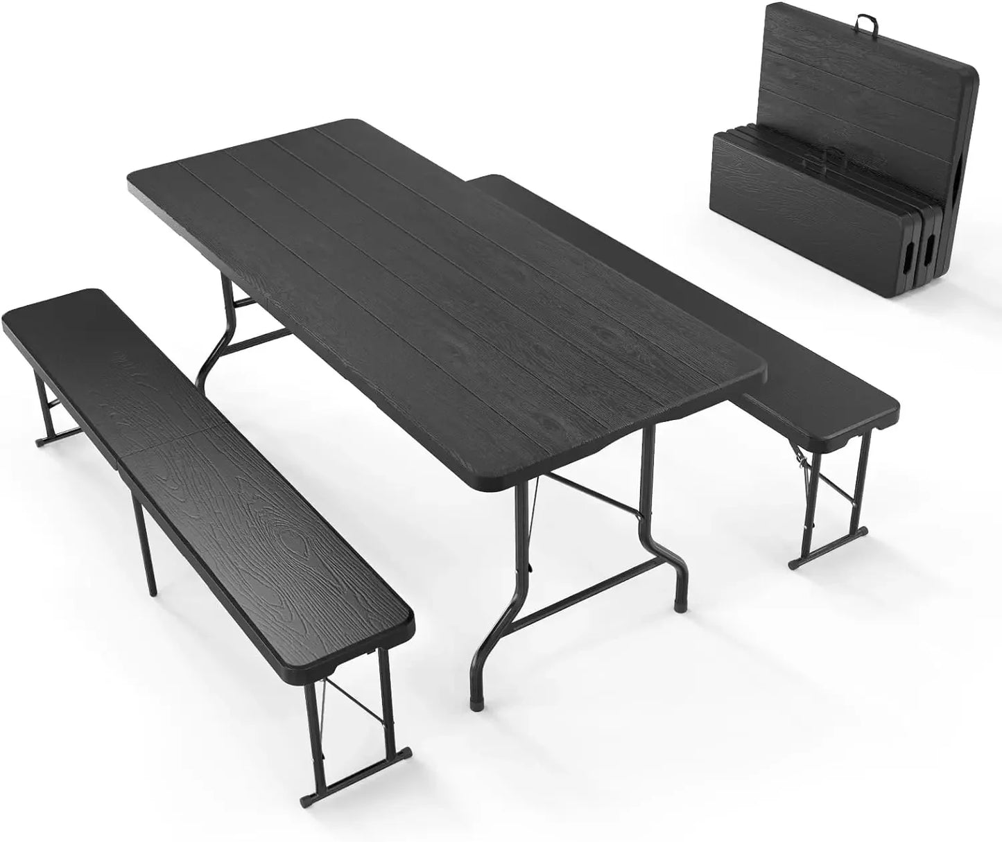 3-Piece Picnic Table Set with 2 Benches 6 Feet Folding Camping