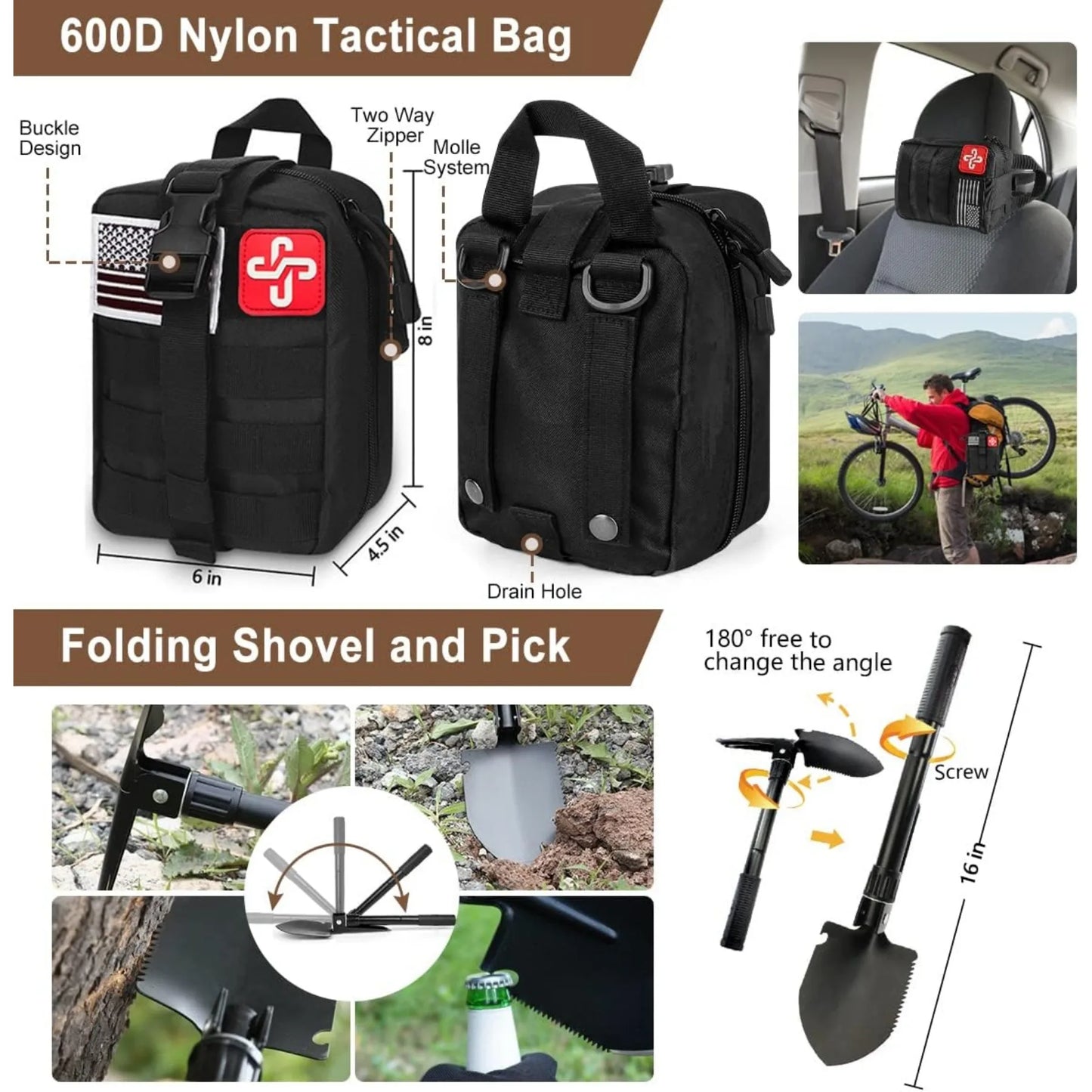238Pcs Professional Emergency Survival Kit, with Emergency Tent for Earthquake