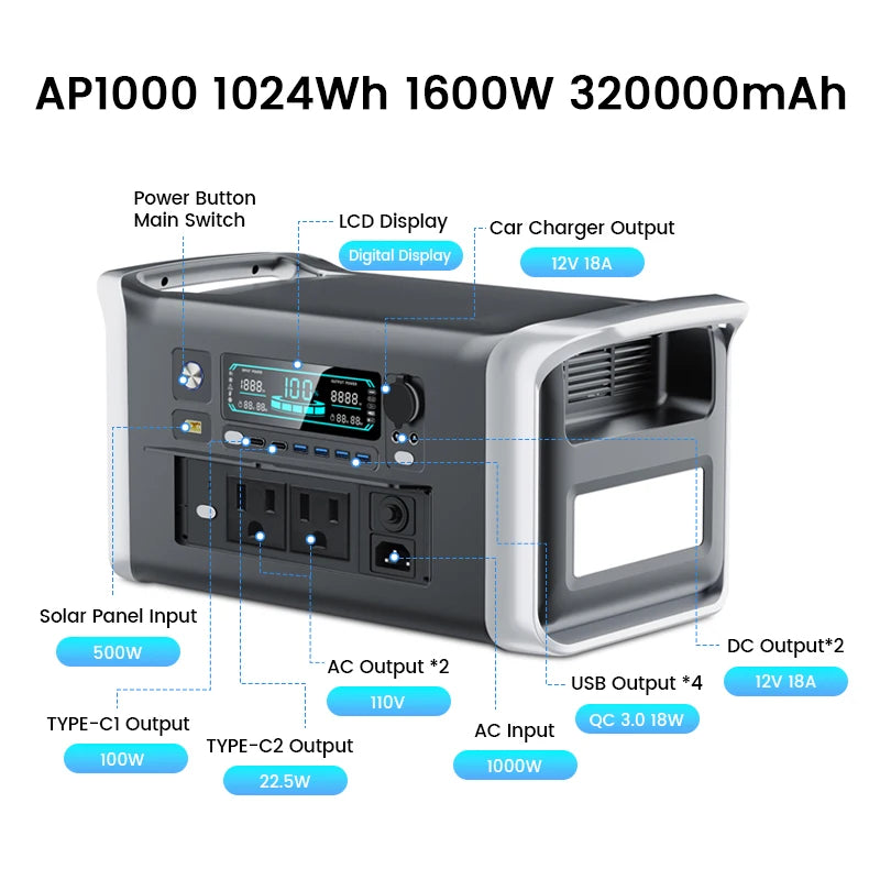 Ctolity XP1000 Power Stations 1800W With Battery