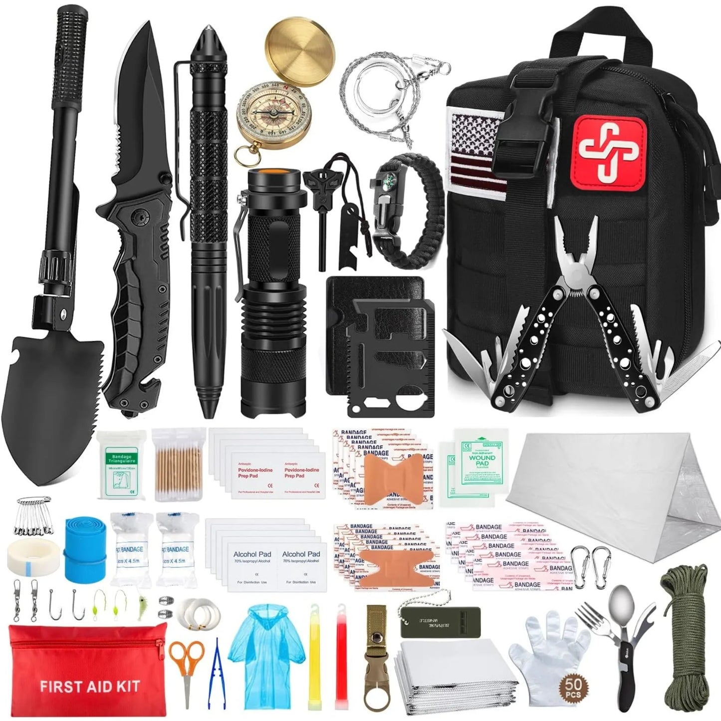 238Pcs Professional Emergency Survival Kit, with Emergency Tent for Earthquake