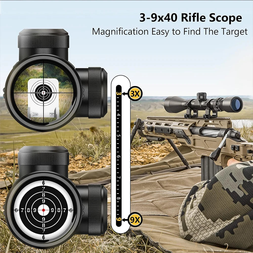3-9X40 Hunting Deer Rifle Scope Mil Dot Reticle