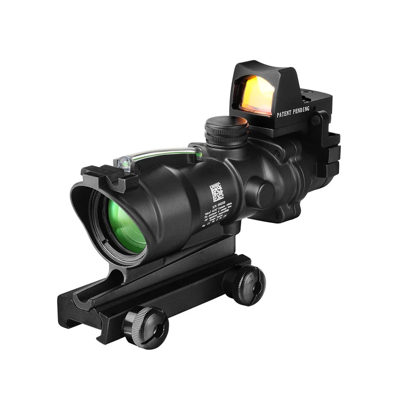 Fiber Optics Red Dot Illuminated Chevron, Glass Etched Reticle