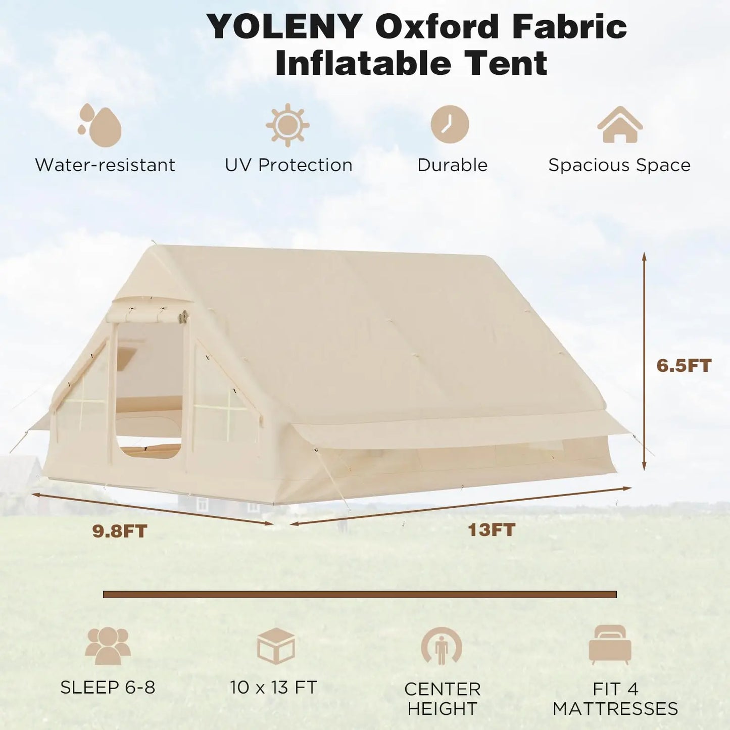 Large Inflatable Camping Tent,8-10 People