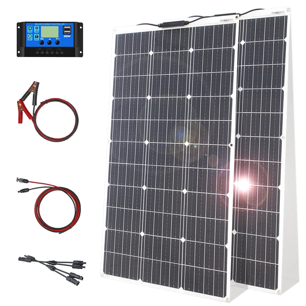 12V Flexible Monocrystalline Panel Kit 100W 200W with Controller