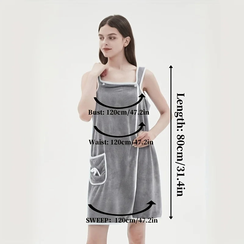 Wearable Velvet Bath Towel, Great Water Absorption.