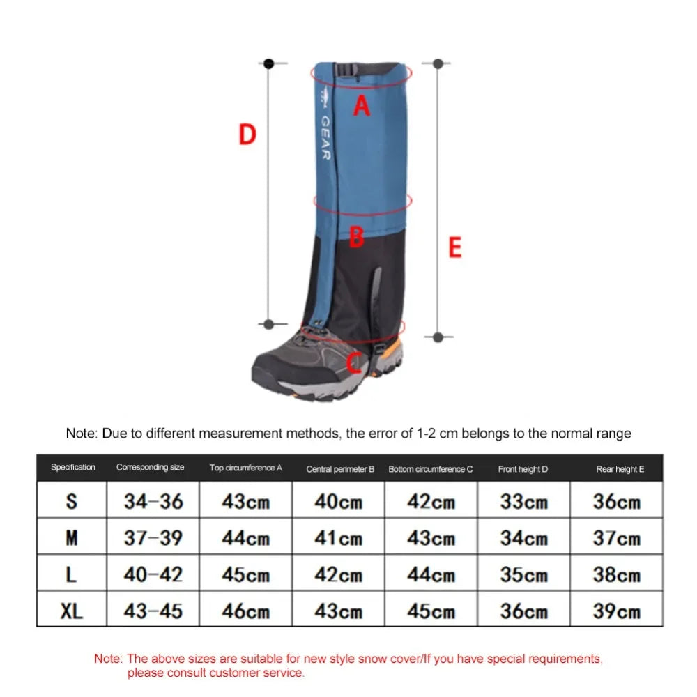 Waterproof Leg Gaiters Attachment for Shoes