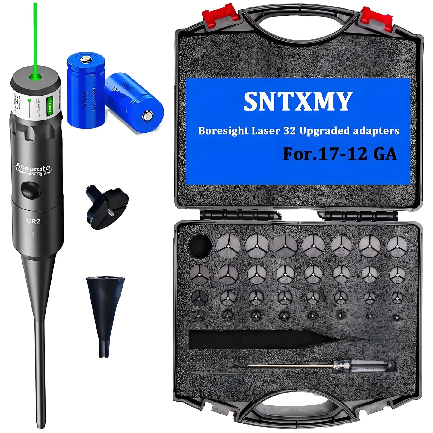 Green Boresighter Kit With 8/32 Adapters - Multiple Caliber