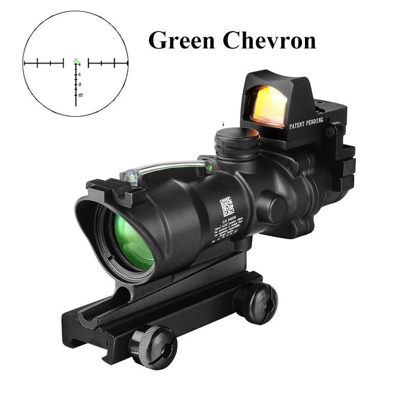 Fiber Optics Red Dot Illuminated Chevron, Glass Etched Reticle