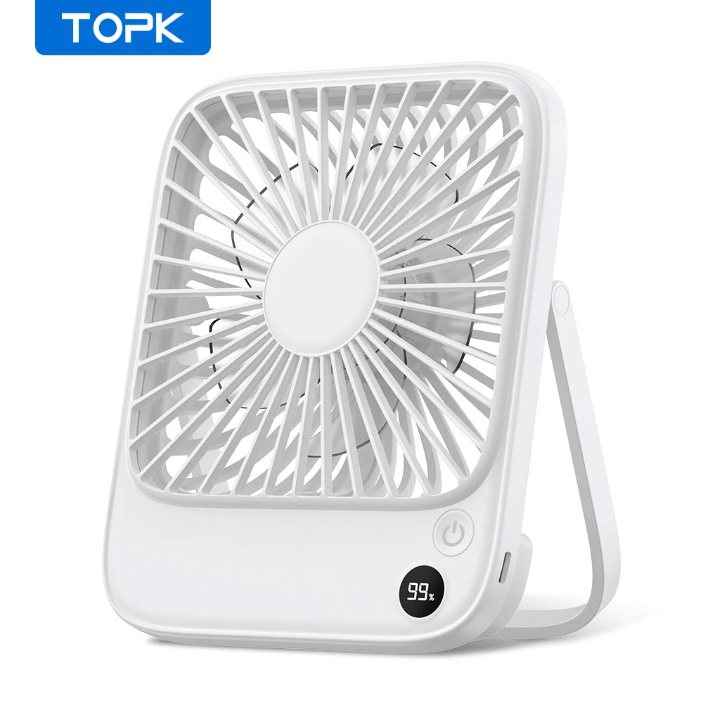 TOPK Rechargeable Mini Fan for Camping,with Battery