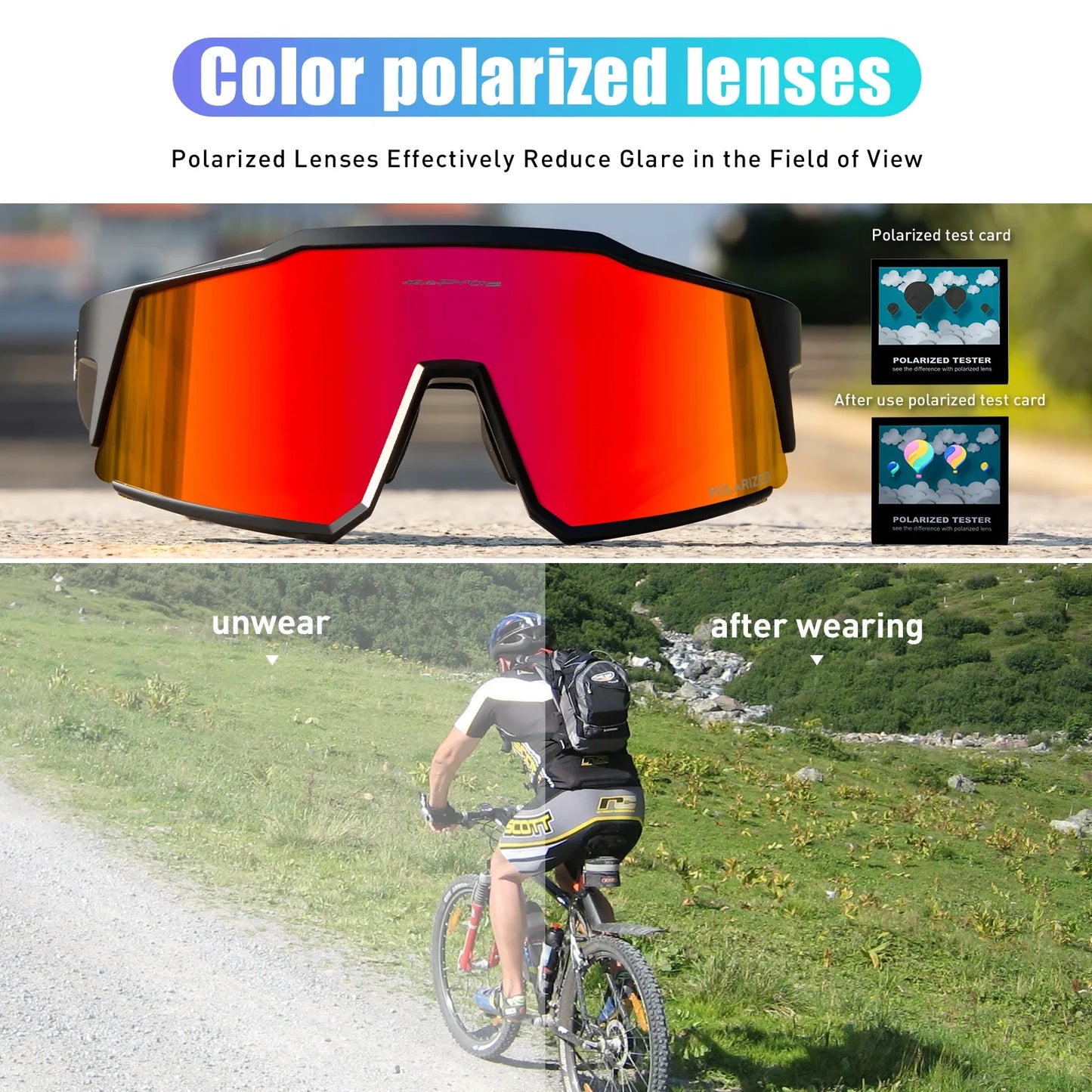KAPVOE Polarized Cycling Glasses Tr90 Frame for Men Women Outdoor Sunglasses Bike UV400 Goggles Sports Baseball Softball Hiking