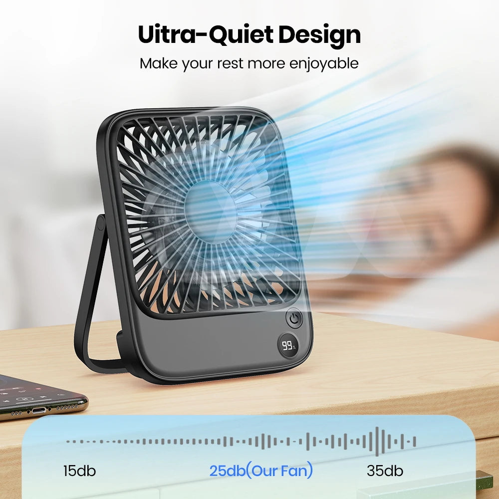 TOPK Rechargeable Mini Fan for Camping,with Battery