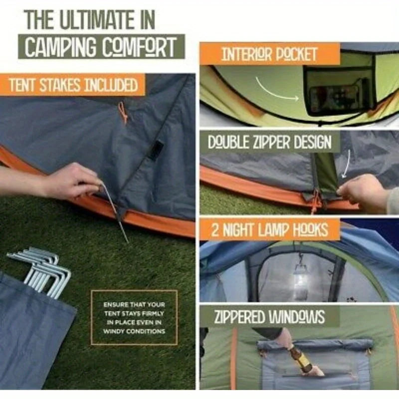 4-Person Easy Pop Up Tent with 2 Doors