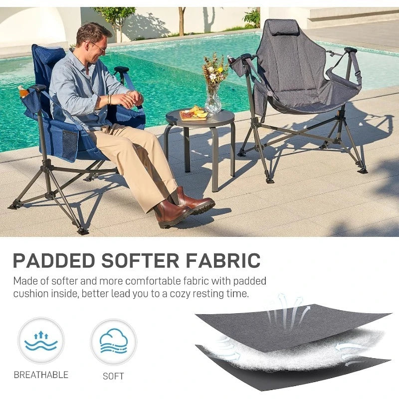 Padded Hammock Camping Chair, with Detachable Cup Holder.